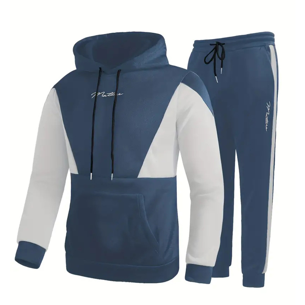 Alberchris Men's Hooded Sweatshirt + Trousers Sports Suit