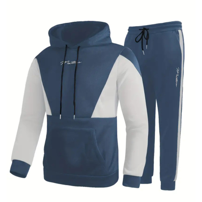 Alberchris Men's Hooded Sweatshirt + Trousers Sports Suit