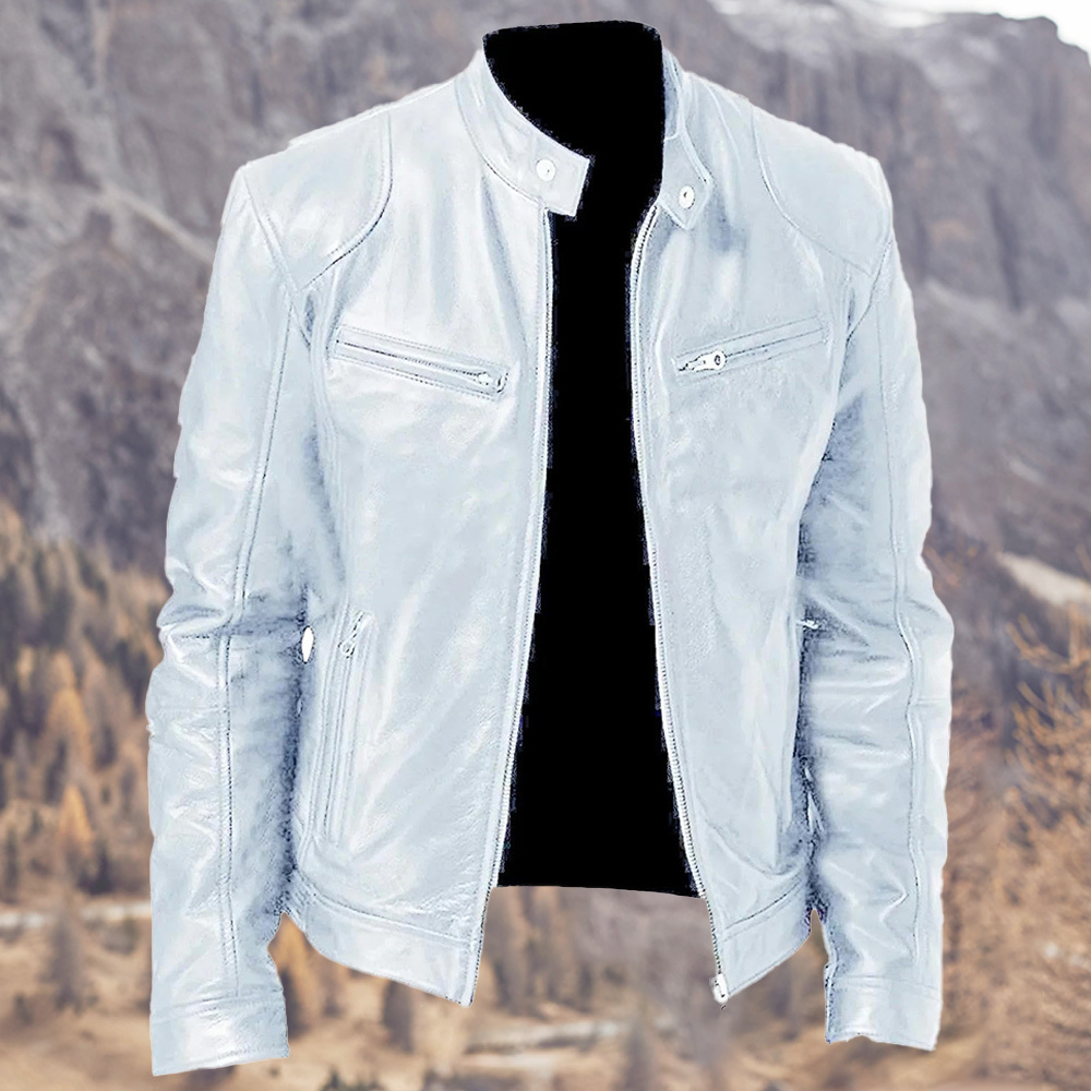 Alberchris™ New Men's Business Stand-up Collar Zipper Leather Jacket