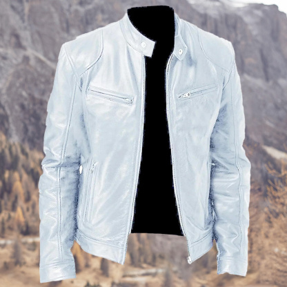 Alberchris™ New Men's Business Stand-up Collar Zipper Leather Jacket