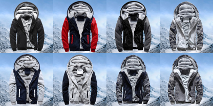 Alberchris™ New style velvet and thickened hooded color-blocked men's jacket for winter