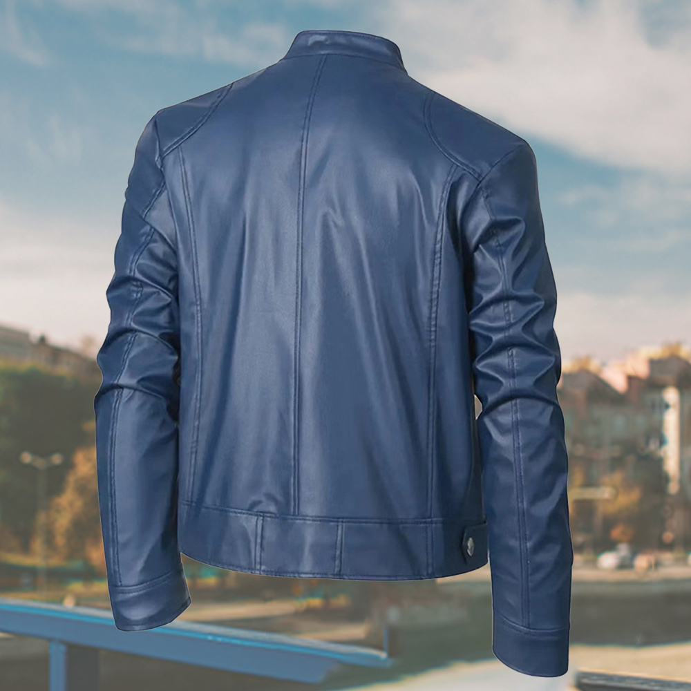 Alberchris™ New Men's Stand-up Collar Zipper Leather Jacket