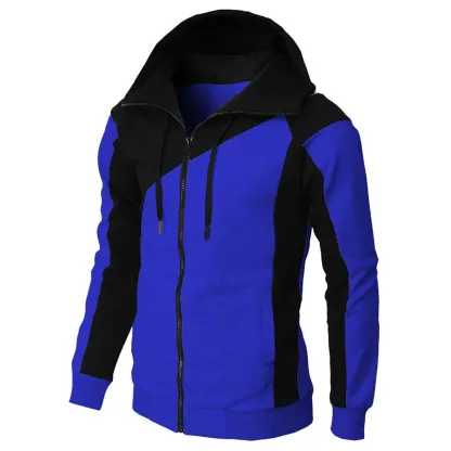 Alberchris™ New Autumn Men's Casual Color Blocking Zipper Hooded Jacket