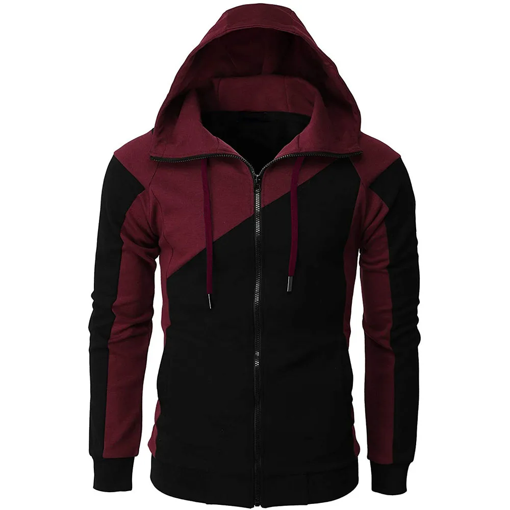 Alberchris™ New Autumn Men's Casual Color Blocking Zipper Hooded Jacket