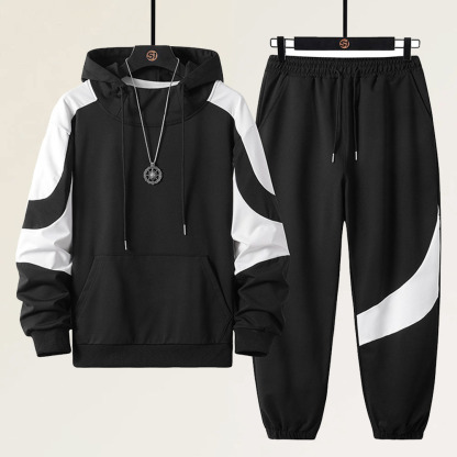 Alberchris™ New men's color-blocked long-sleeved jacket + sports trousers suit for spring and autumn