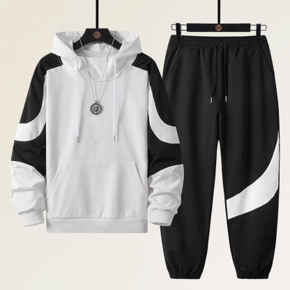 Alberchris™ New men's color-blocked long-sleeved jacket + sports trousers suit for spring and autumn