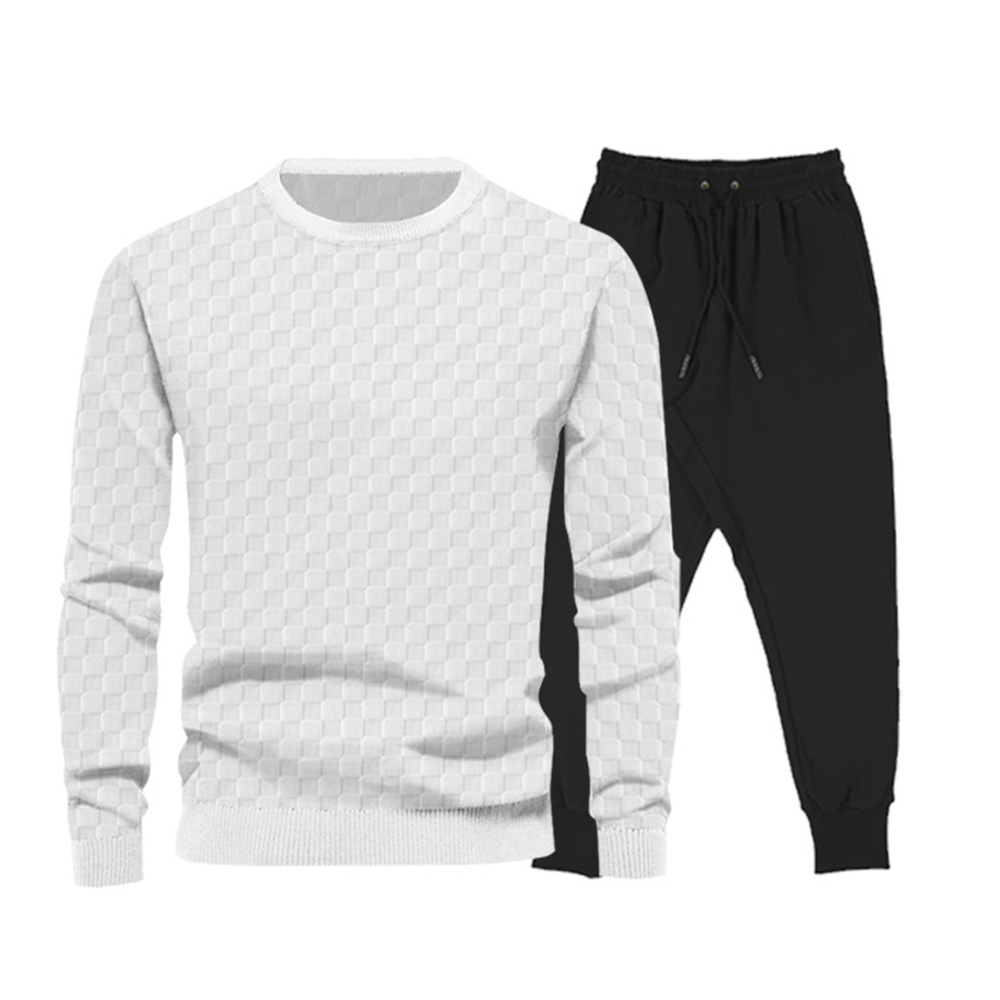 New Men's Round Neck Top and Pants Set for Fall