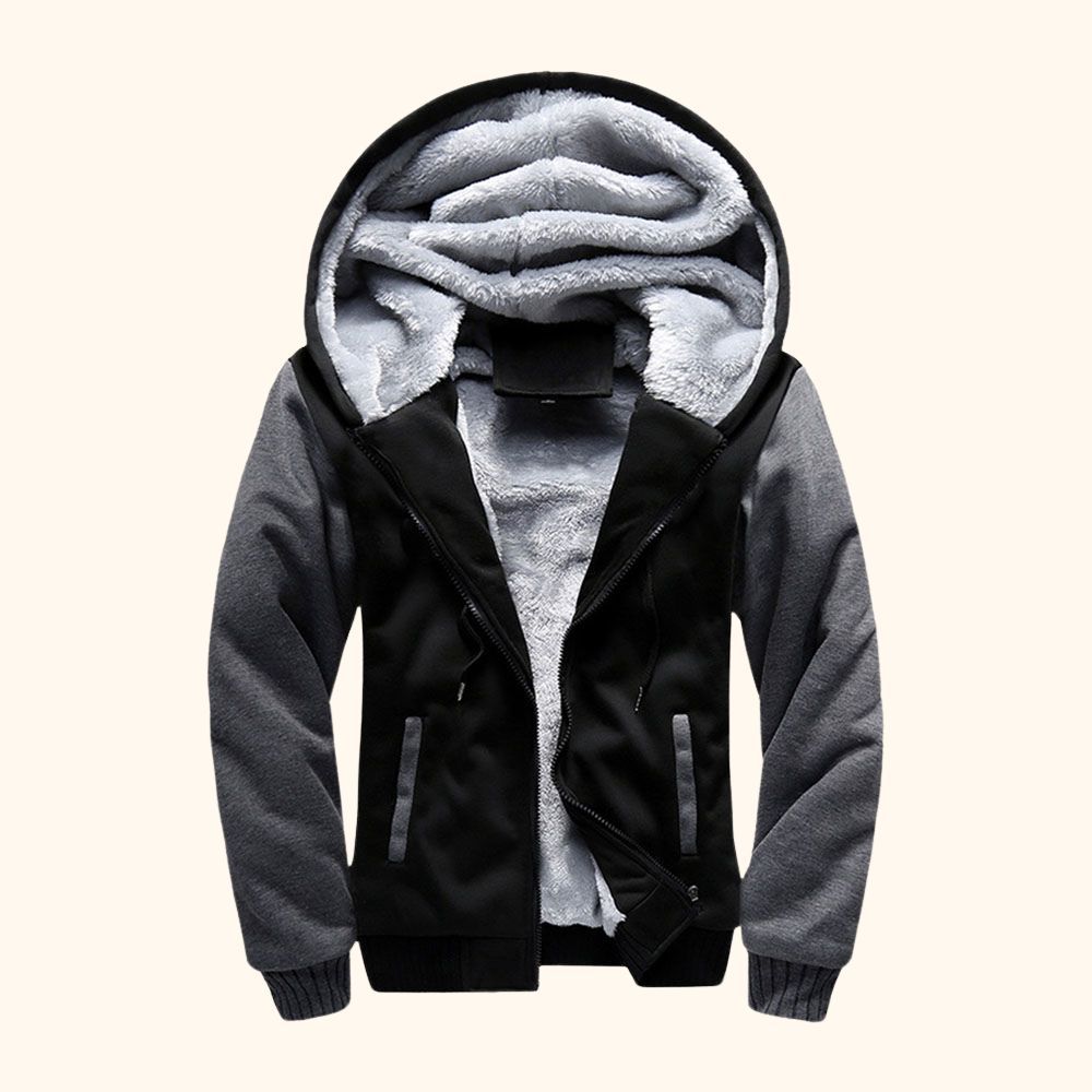 Alberchris™ Men's New Colorblock Thickened Fleece Zipper Hooded Jacket