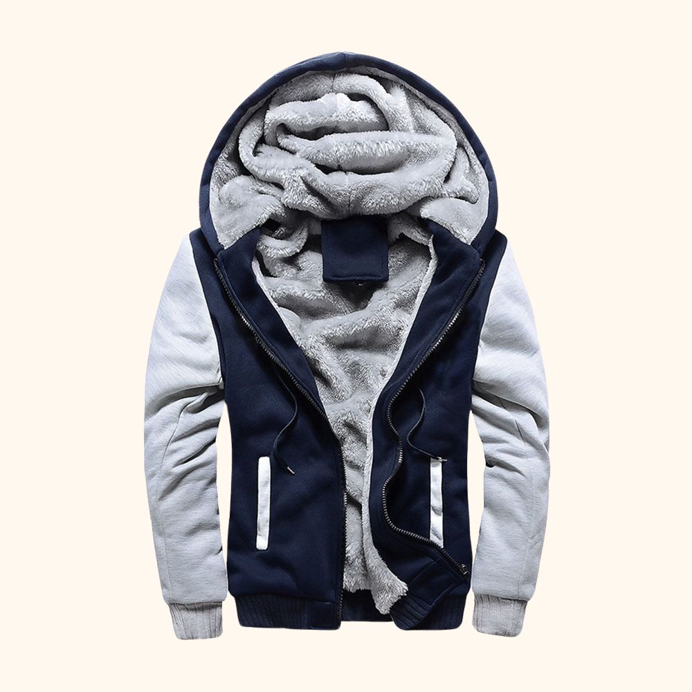 Alberchris™ Men's New Colorblock Thickened Fleece Zipper Hooded Jacket