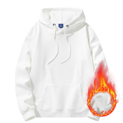 Alberchris™ Men's autumn and winter new solid color basic plus fleece hoodie casual sweatshirt