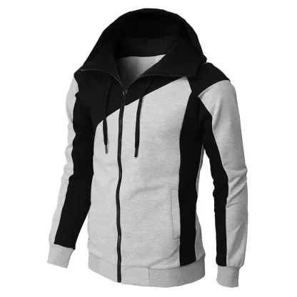 Alberchris™ New Autumn Men's Casual Color Blocking Zipper Hooded Jacket
