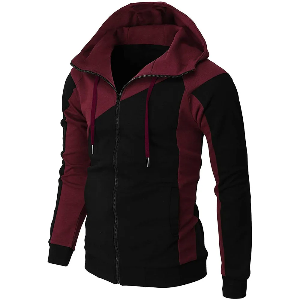 Alberchris™ New Autumn Men's Casual Color Blocking Zipper Hooded Jacket
