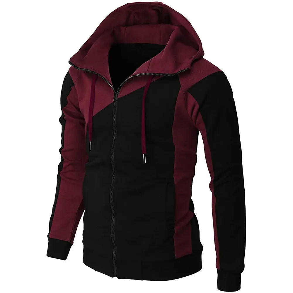 Alberchris™ New Autumn Men's Casual Color Blocking Zipper Hooded Jacke