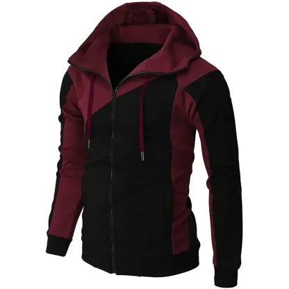Alberchris™ New Autumn Men's Casual Color Blocking Zipper Hooded Jacket