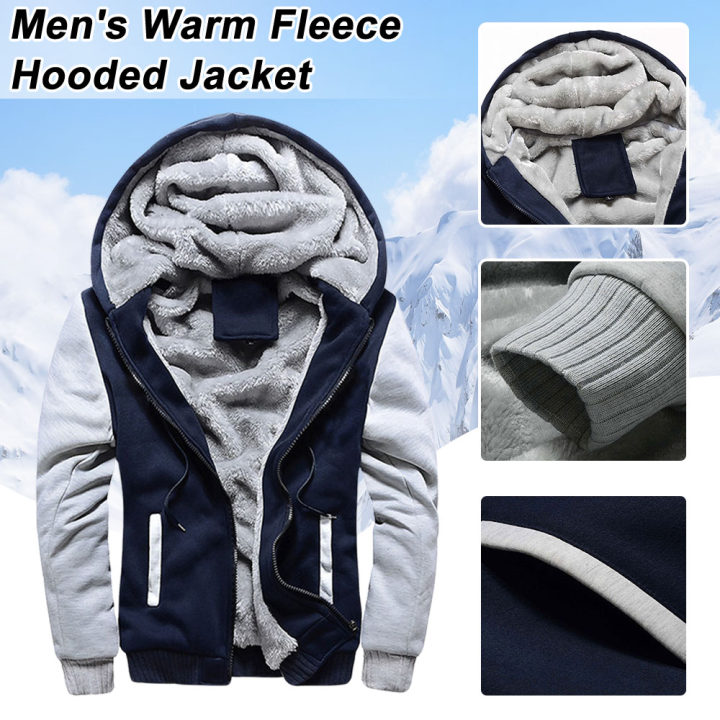 Alberchris™ Men's New Colorblock Thickened Fleece Zipper Hooded Jacket