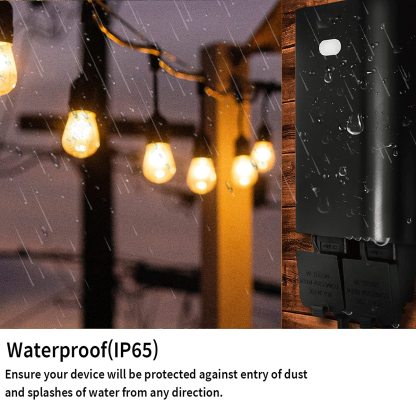 Eva Logik Outdoor Smart Plug 2.4G WiFi IP65 Waterproof Weather Resistance Smart Light Outlet Plug-in Compatible with Alexa and Google Home 2 Independent Smart On Off Outlet (WF97)