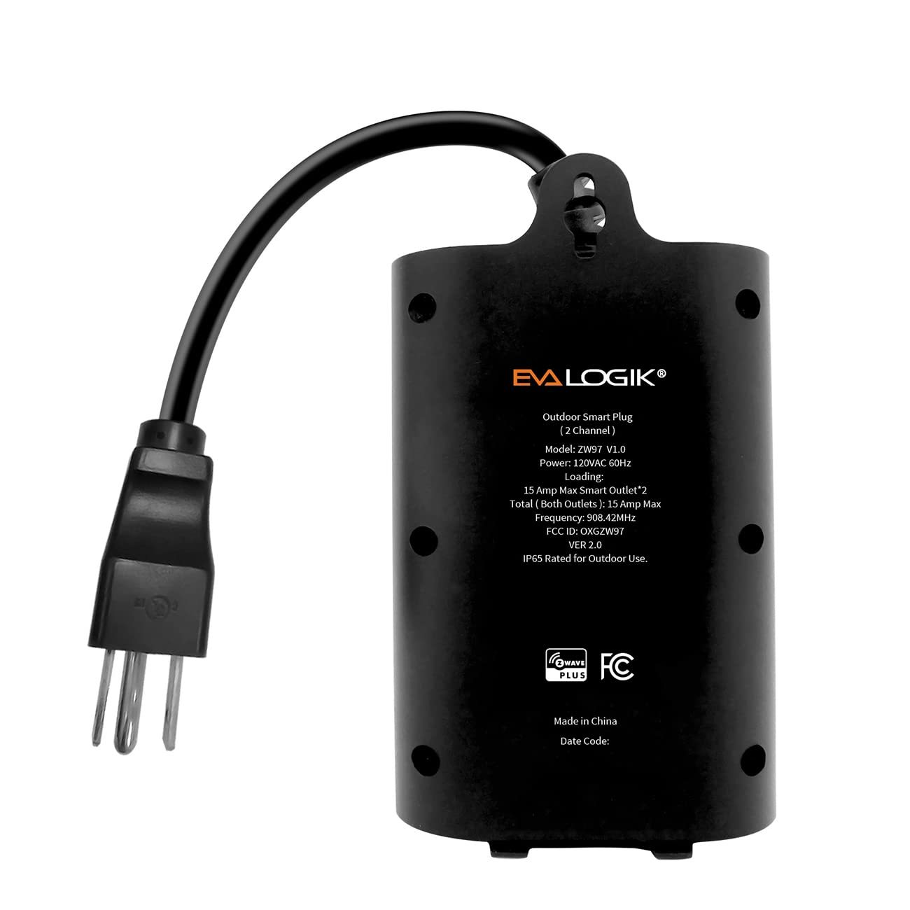 Outdoor Zwave Smart Plug, Waterproof Dual On/Off Socket, Z Wave Hub Required (ZW96)