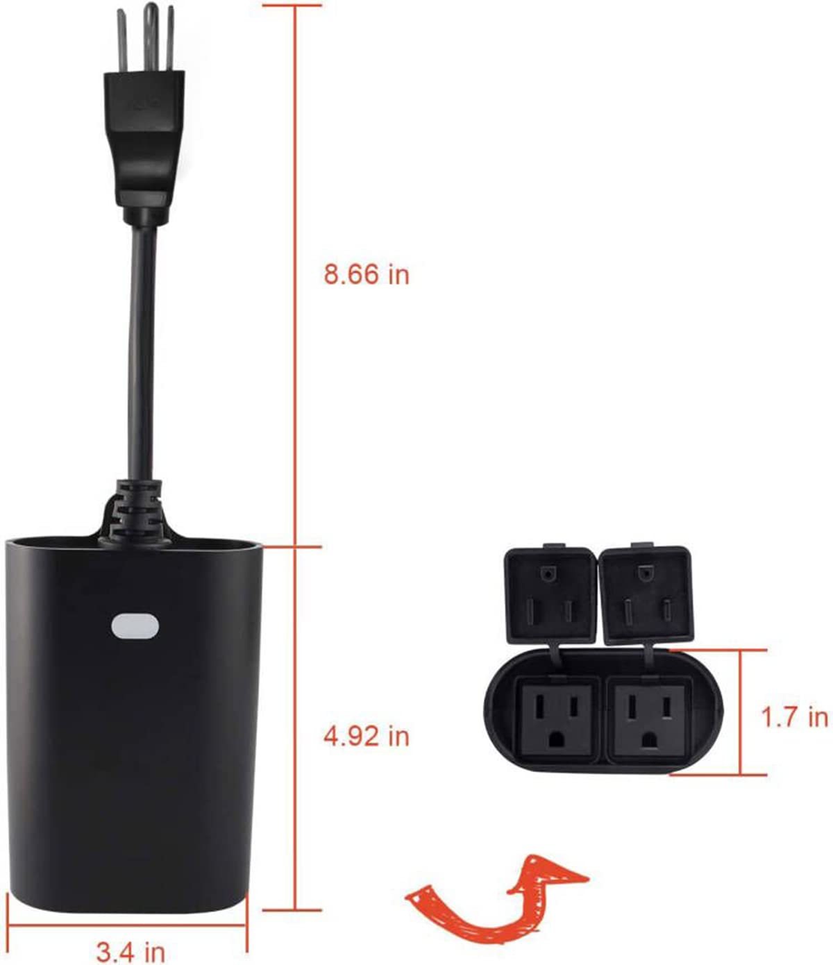 Outdoor Zwave Smart Plug, Waterproof Dual On/Off Socket, Z Wave Hub Required (ZW96)