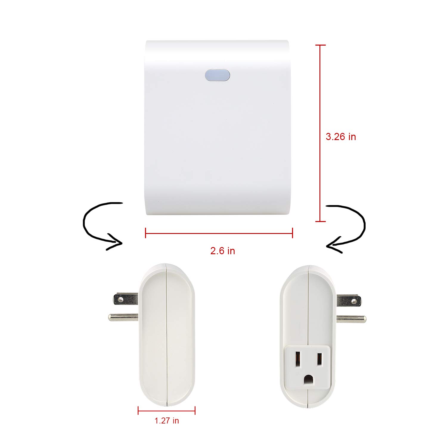 Zwave Smart Light Dimmer Outlet, Z-Wave Smart Plug-in Socket, Built-in Repeater, Z Wave Hub Required (ZW39)