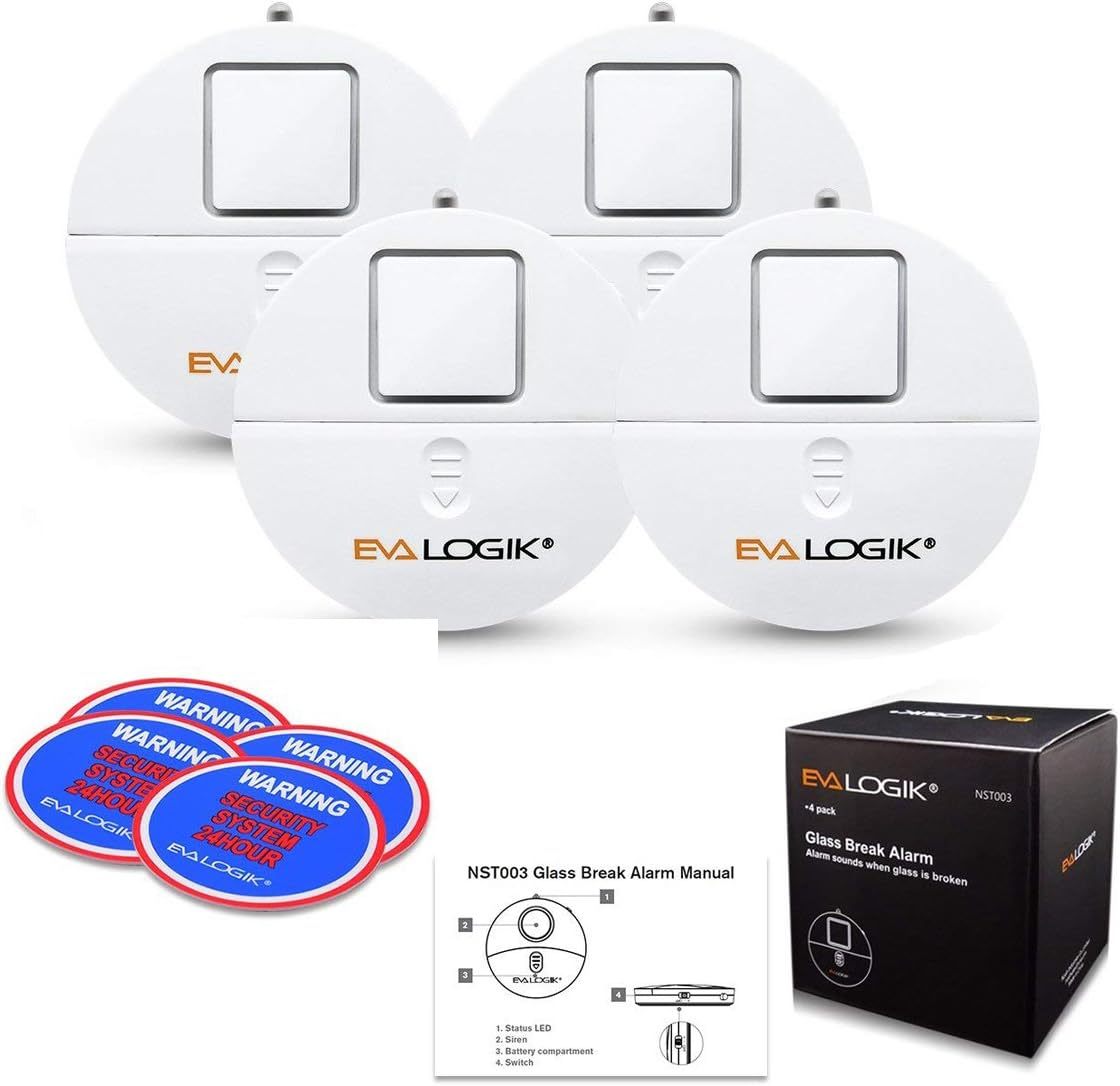 EVA LOGIK Modern Ultra-Thin Window Alarm with Loud 120dB Alarm- 4 Pack