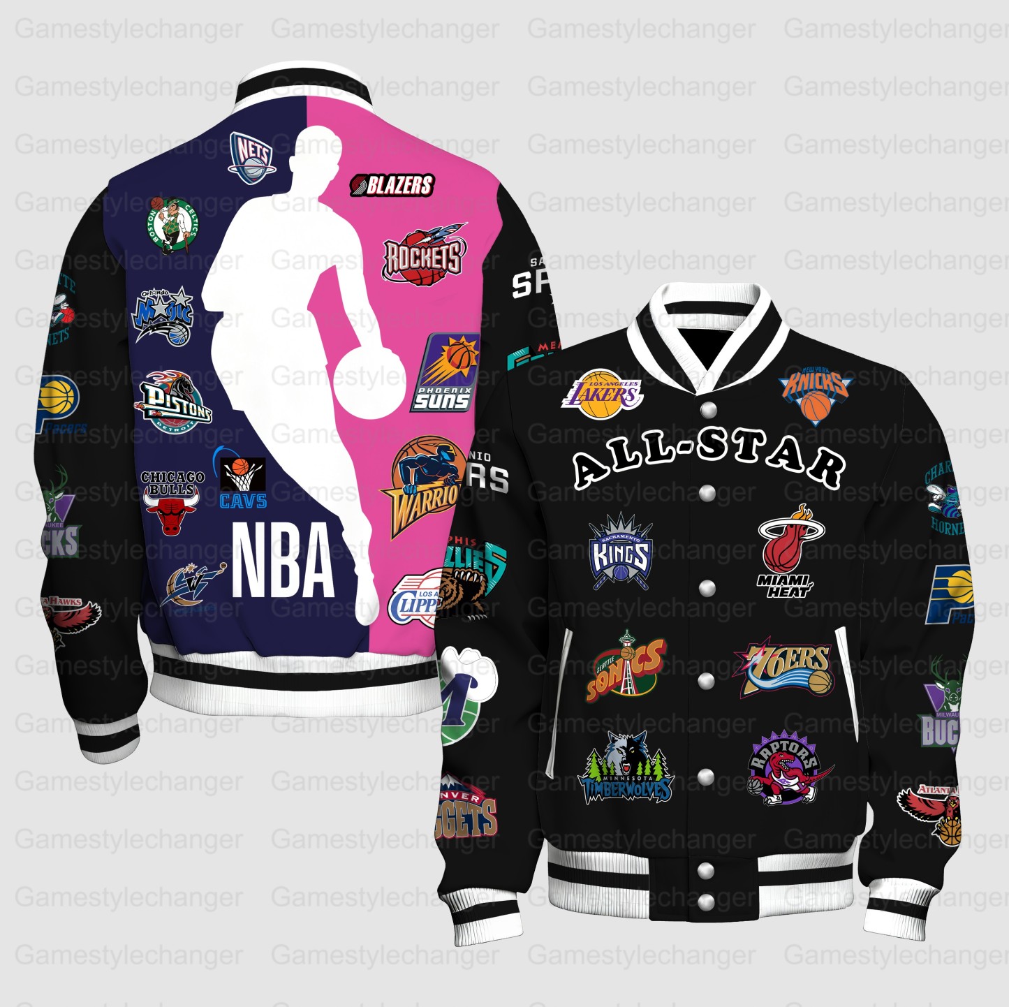 Unisex "NBA" Graphic Streetwear Vintage Jacket