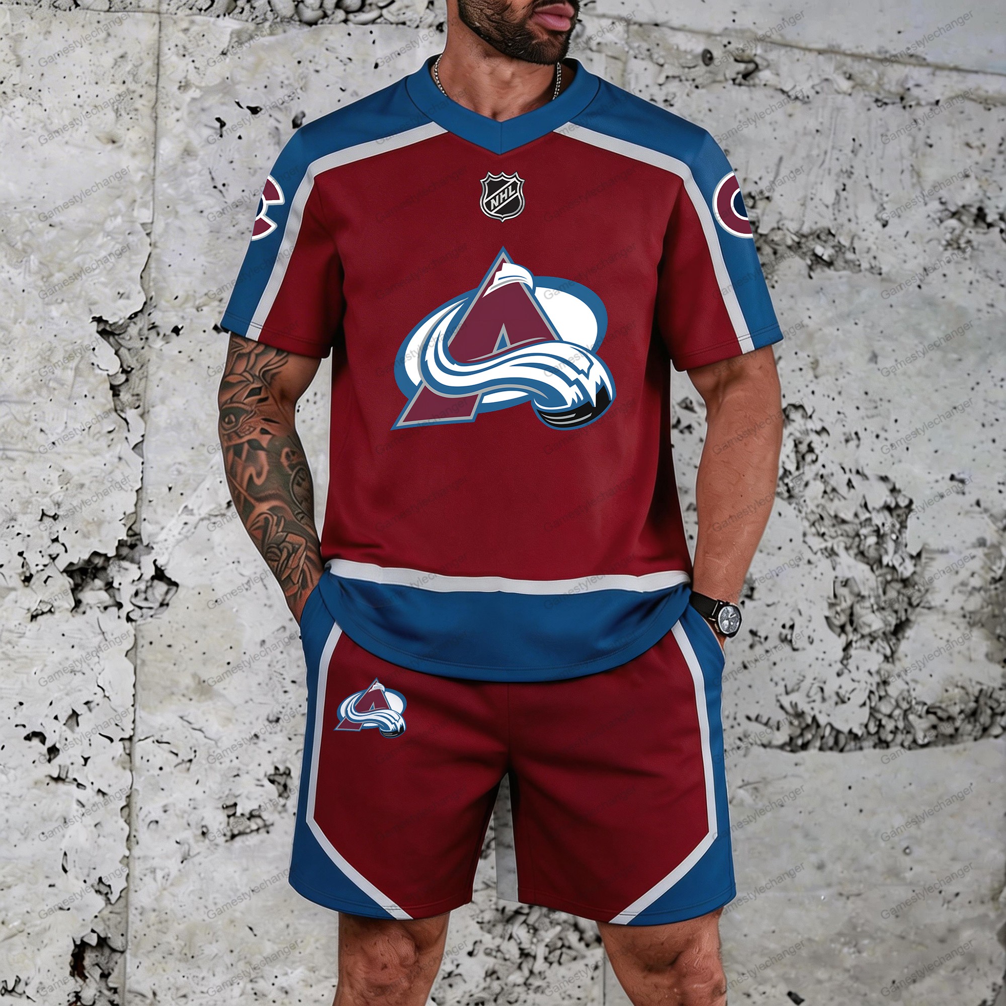“Colorado Avalanche” T-shirt& Shorts 2 Pieces Set