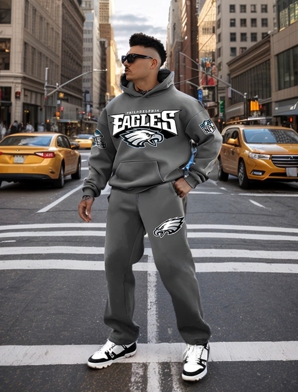 Unnisex American Football Team Casual Print Hoodie Set