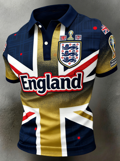 Men's England Football  Cheering Art Print Fan Polo