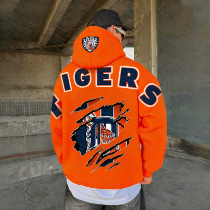 Unisex "Detroit Tigers" Graphic Streetwear Vintage Plush Hoodie