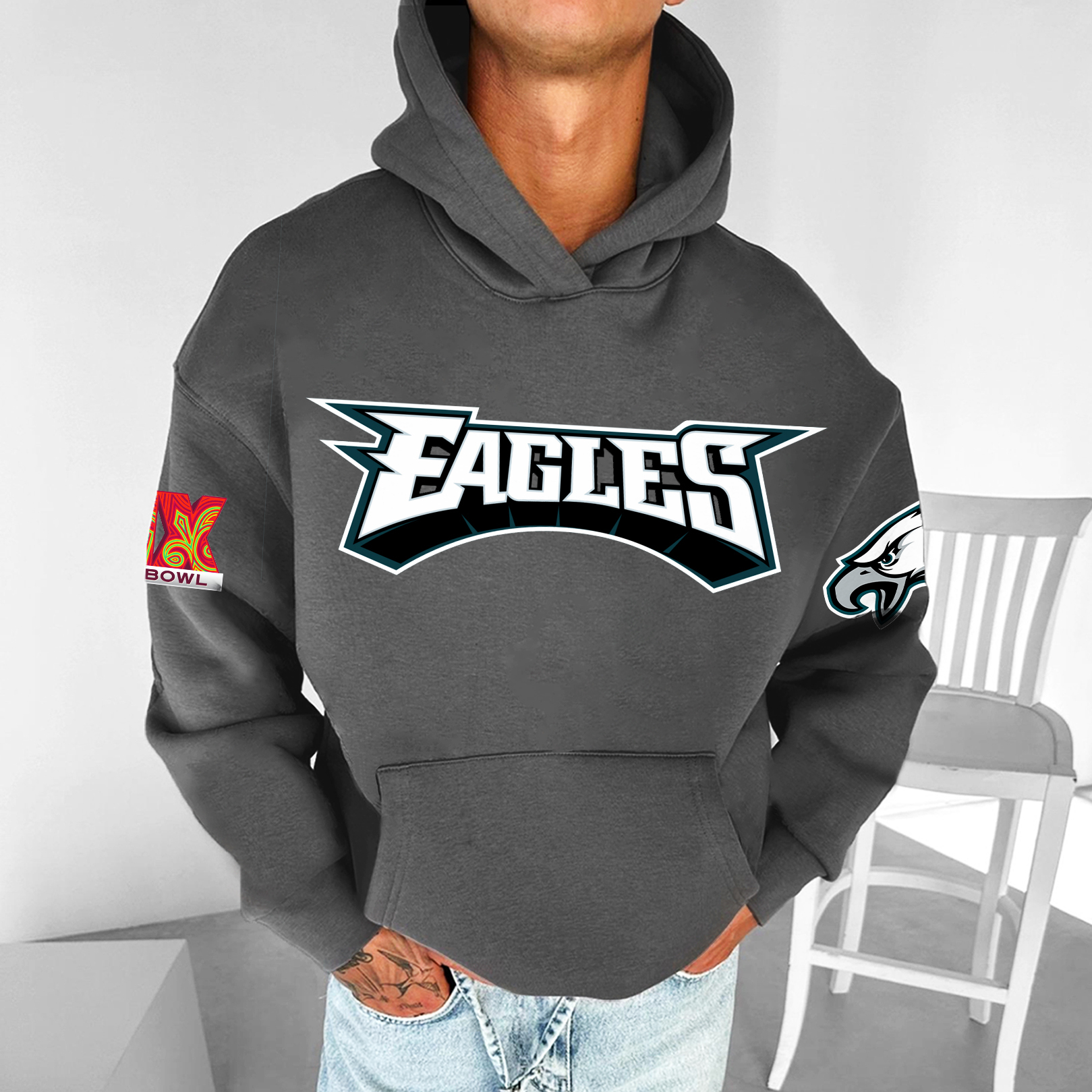 Unisex Oversized 2025 Rugby Team Print Hoodie