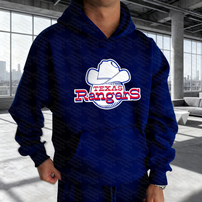 Unisex "Texas Rangers" Graphic Streetwear Vintage Plush Hoodie