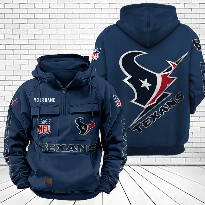 Houston Texans Unisex Rugby Team Graphic Streetwear Vintage Plush Hoodie