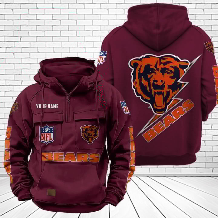Chicago Bears Unisex Rugby Team Graphic Streetwear Vintage Plush Hoodie