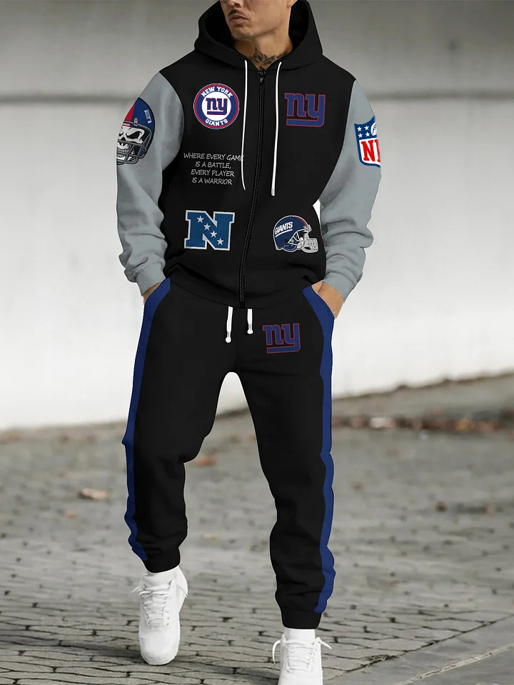 (Fleece-Lined Zip-up Hoodie) New York Giants Zip-up Hoodie & Pants 2 P