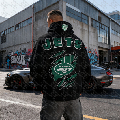 Unisex "New York Jets" Graphic Streetwear Vintage Plush Hoodie