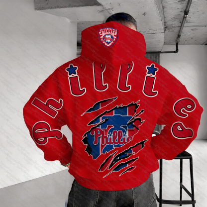 Unisex "Philadelphia Phillies" Graphic Streetwear Vintage Plush Hoodie