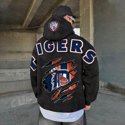 Unisex "Detroit Tigers" Graphic Streetwear Vintage Plush Hoodie