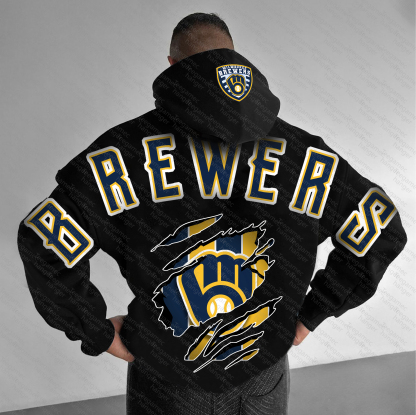 Unisex "Milwaukee Brewers" Graphic Streetwear Vintage Plush Hoodie