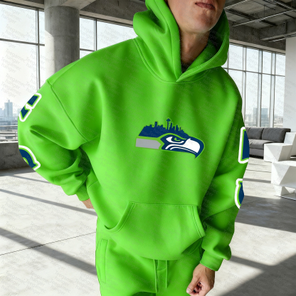 Unisex "Seattle Seahawks" Graphic Streetwear Vintage Plush Hoodie