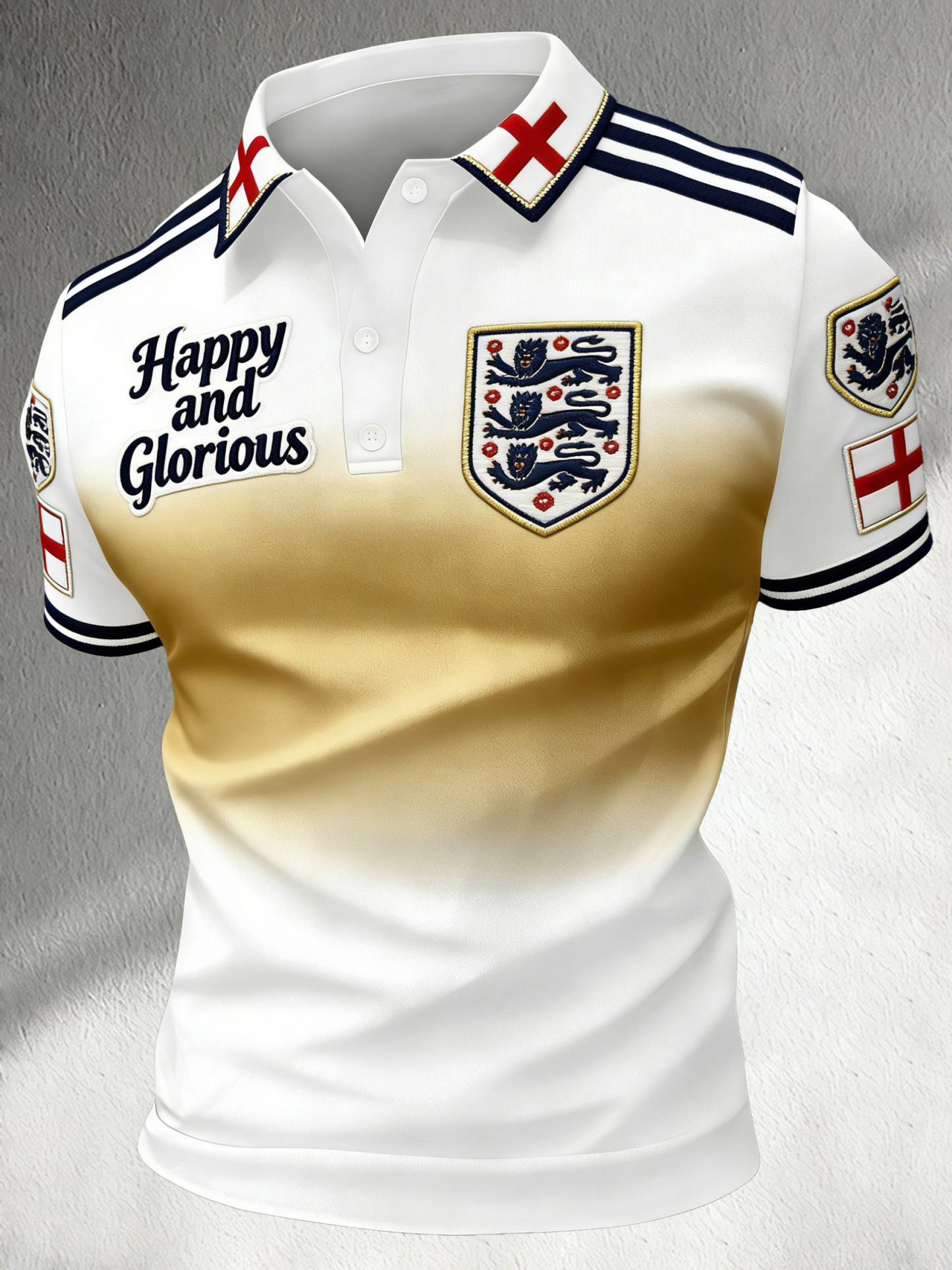 Men's England Football Cheering Art Print Fan Polo