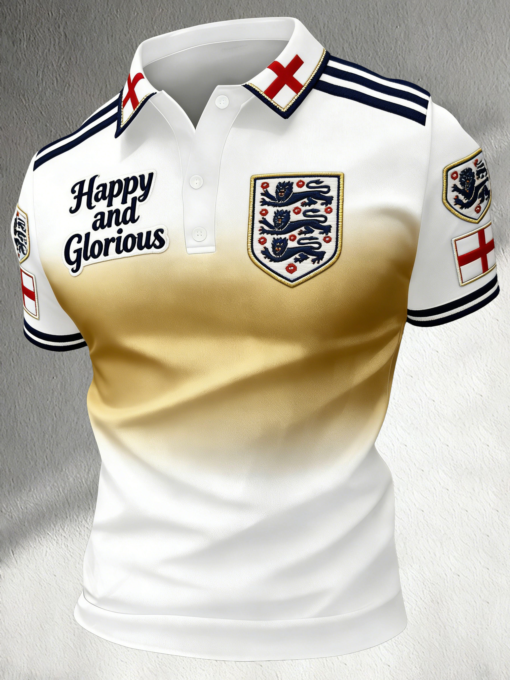 Men's England Football Cheering Art Print Fan Polo