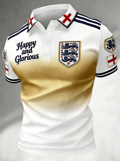 Men's England Football  Cheering Art Print Fan Polo