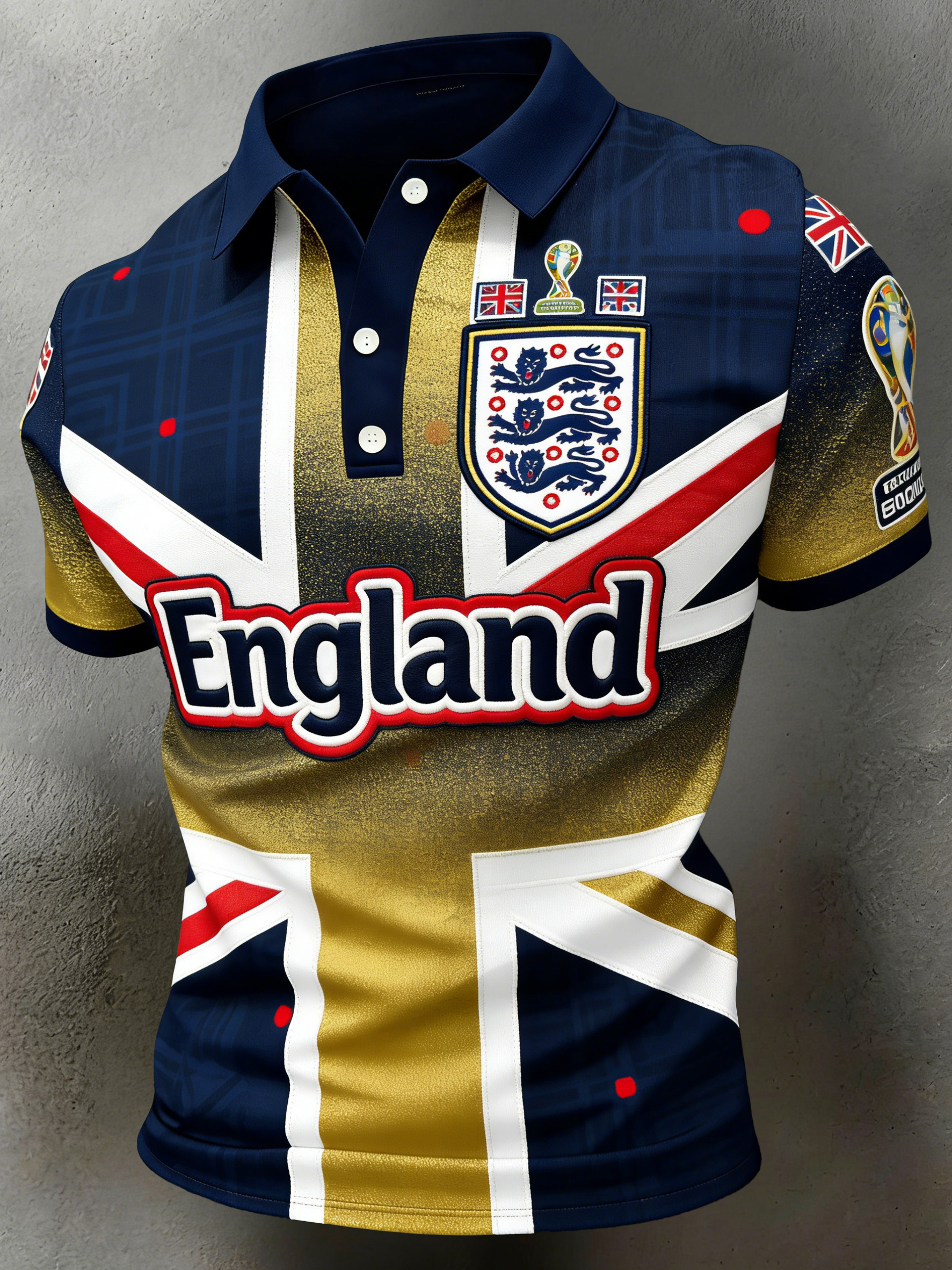 Men's England Football Cheering Art Print Fan Polo
