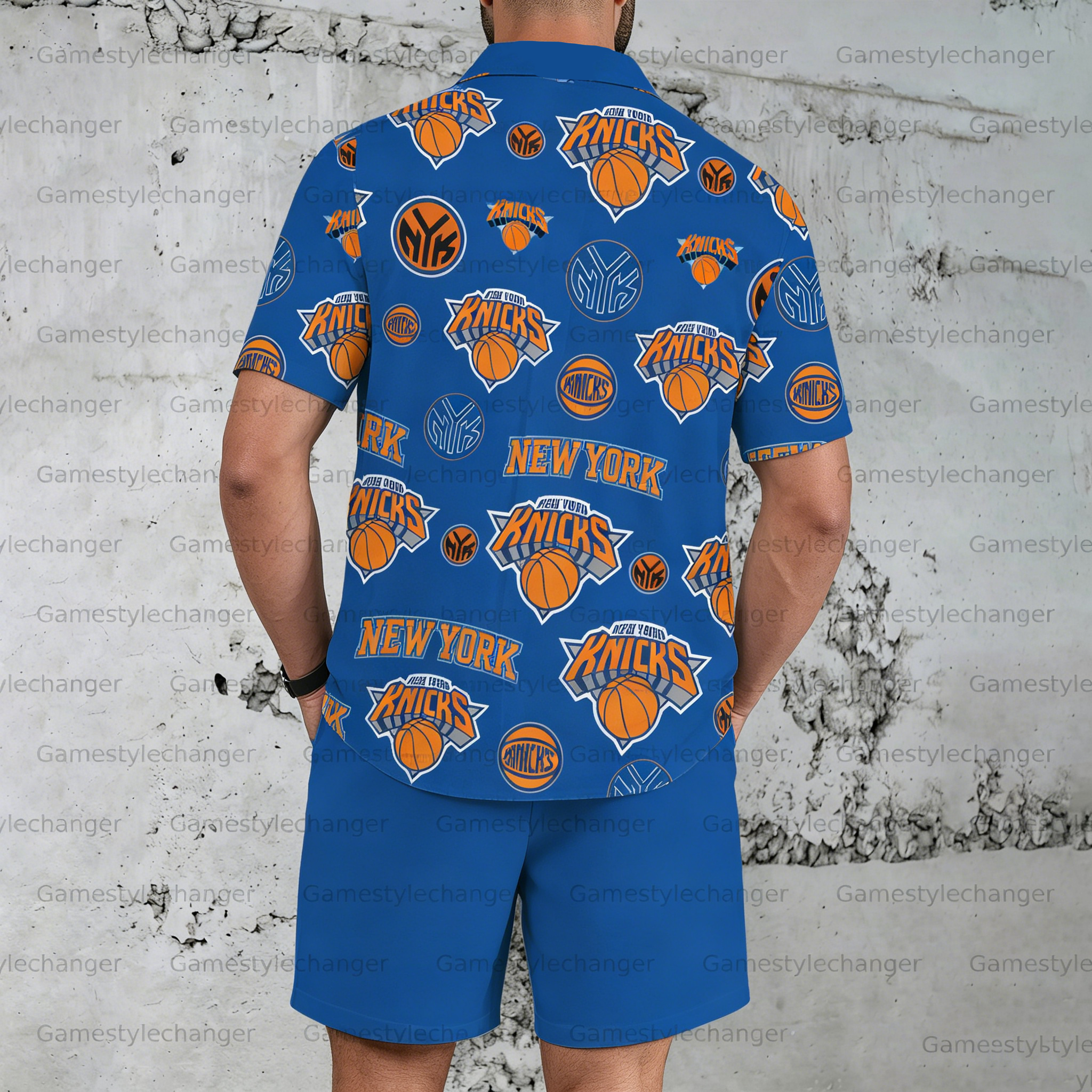 Men's  “New york knicks" Short-sleeved Shirt Set