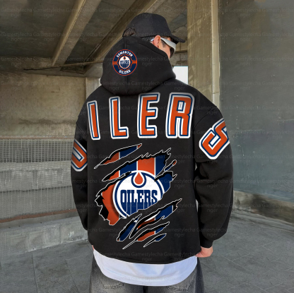 Unisex "Edmonton Oilers" Graphic Streetwear Vintage Plush Hoodie
