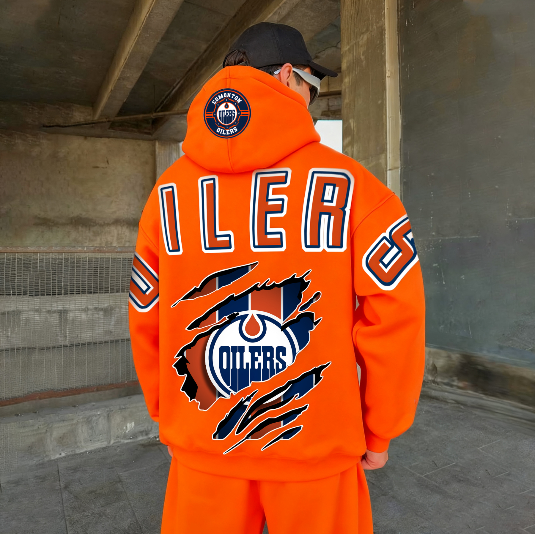 Unisex "Edmonton Oilers" Graphic Streetwear Vintage Plush Hoodie