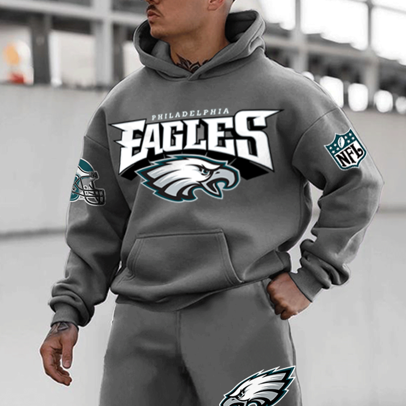 Unnisex American Football Team Casual Print Hoodie Set