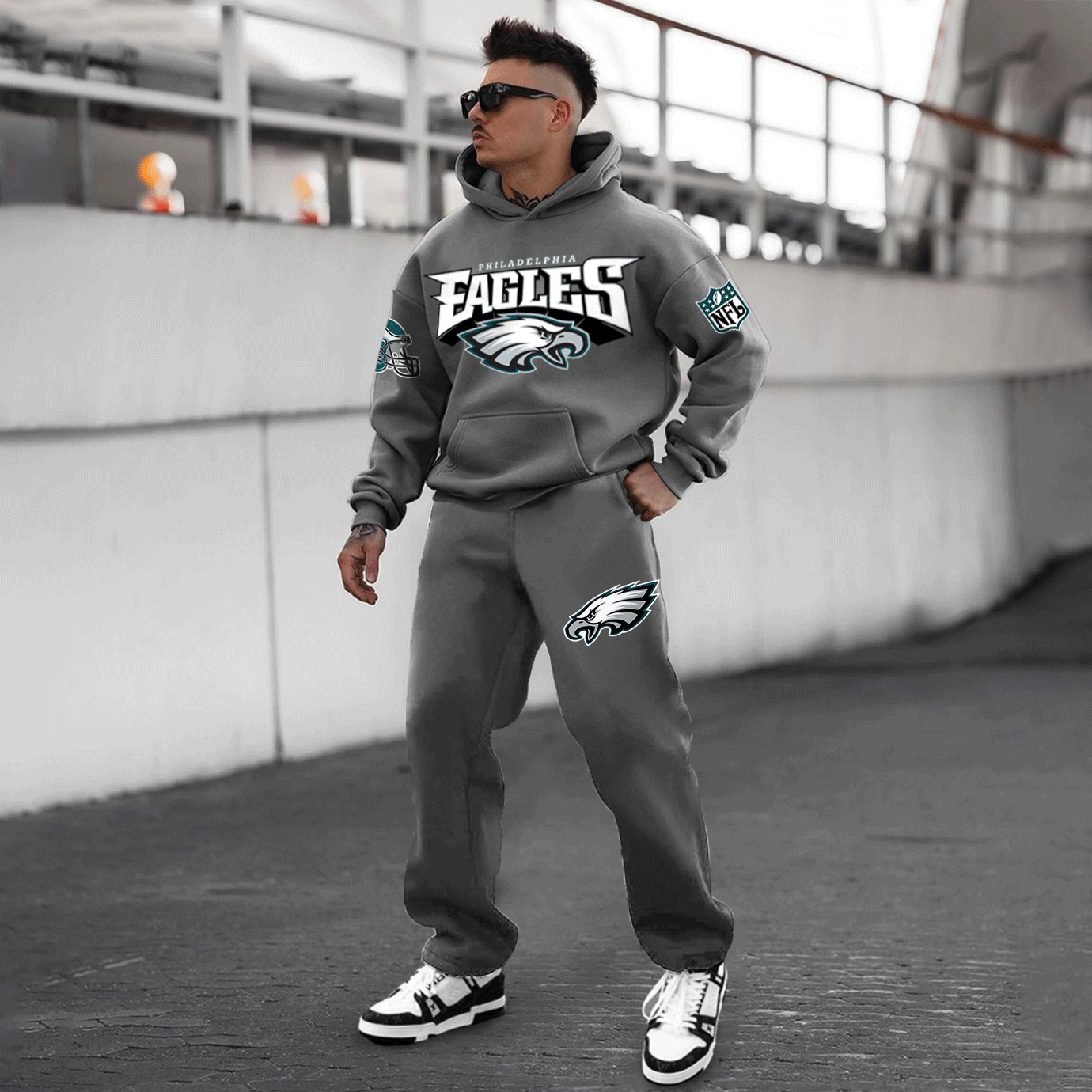 Unnisex American Football Team Casual Print Hoodie Set