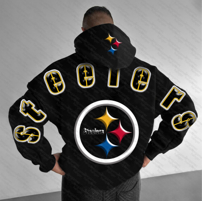 Unisex "Pittsburgh Steelers" Graphic Streetwear Vintage Plush Hoodie