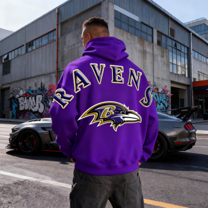 Unisex "Baltimore Ravens" Graphic Streetwear Vintage Plush Hoodie